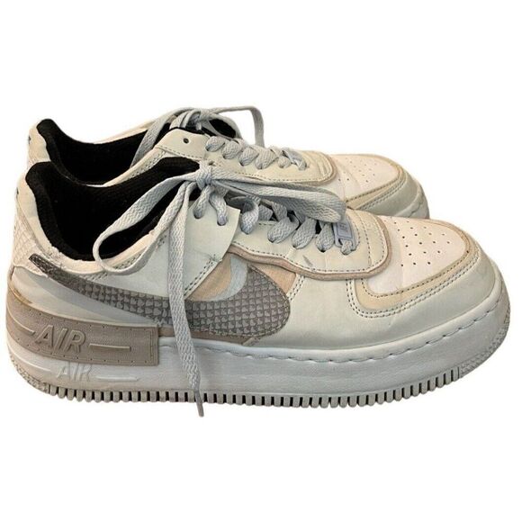 Nike Air Force 1 Mens 7 M Shadow Snakeskin Sneakers Platinum Light Blue  AF1 main image 5